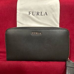 Furla Black Zip-Around Wallet